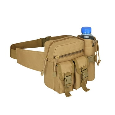 Tuphregyow Multi Functional Outdoor Waist Pack with Water Bottle Pocket Ideal for Hiking, Climbing, and Outdoor Activities Mud Color