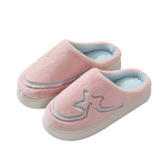 Tuphregyow New Women's Winter Cotton Slippers with Thick Warm Bottom, Comfortable and Cute Couple Models, Ideal Gift for Indoor and Outdoor Comfort Pink 36-37