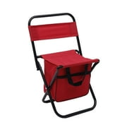 Tuphregyow Outdoor Folding Fishing Chair with Storage Bag Compact and Portable Camping Stool Backpack Chair made with Oxford Cloth for Beach, Outings, and Family Use Red
