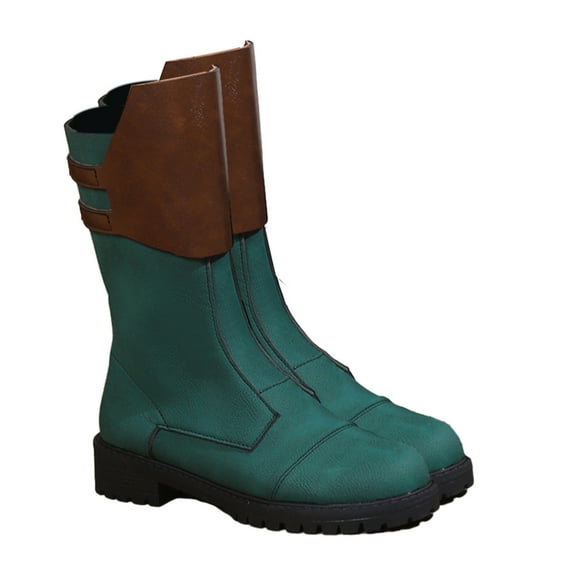 Tuphregyow Retro Style Women's Ankle Boots with Elastic Design, Flat Heel, Round Toe, and Calf Length Shaft Women's Retro Elastic Ankle Boots Green 41