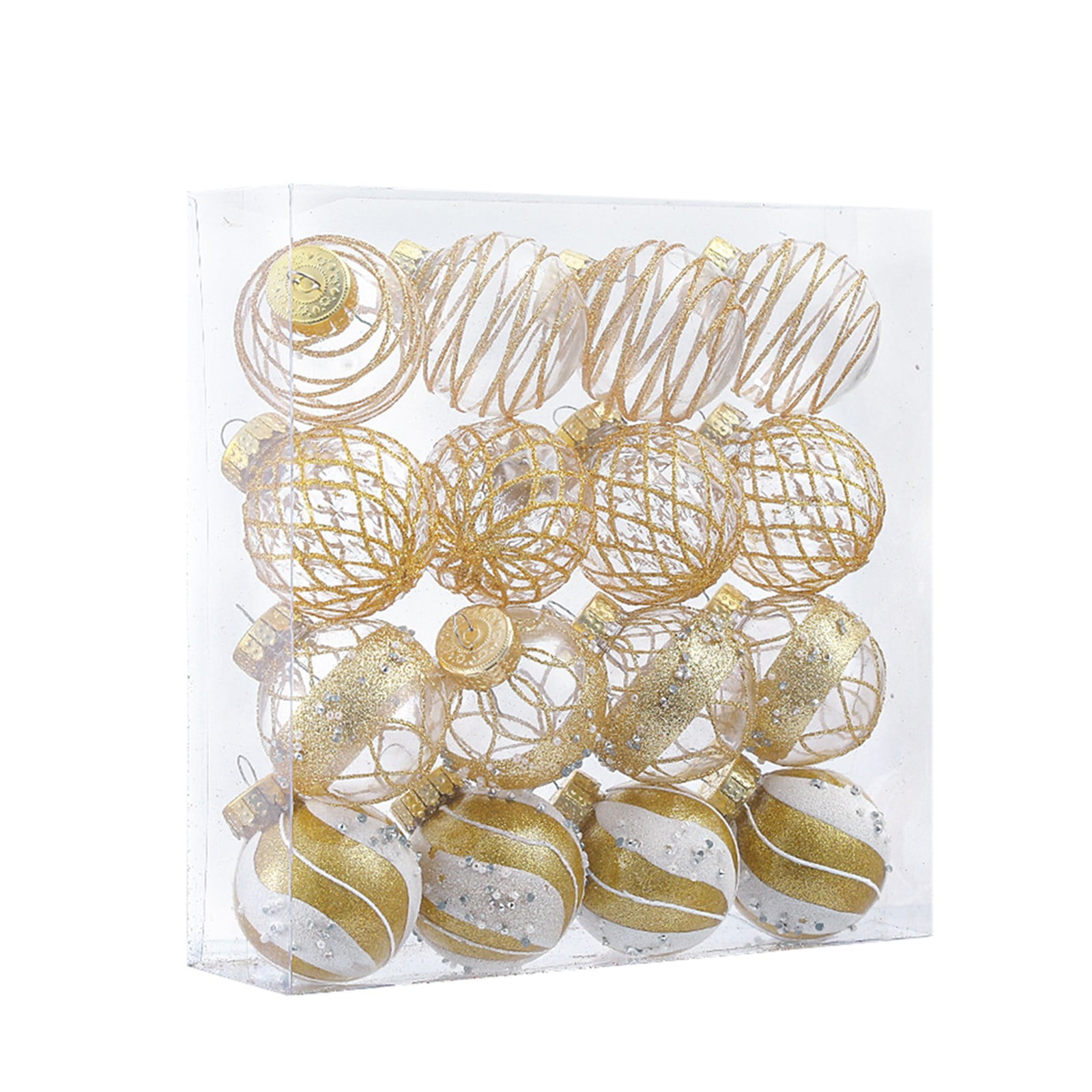 Tuphregyow Rustic Christmas Ball Ornaments Set of 16 Large Clear