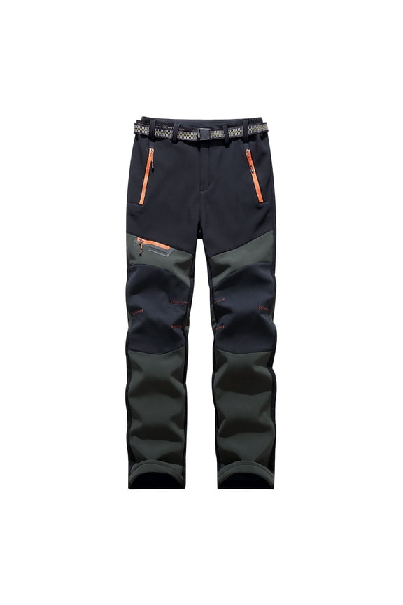 Thermal Fleece Outdoor Hiking Pants for Fall and Winter Sweat Absorbent, with Classic Stretch, Regular Comfort, Loose Pleated Casual Design Green XXXL