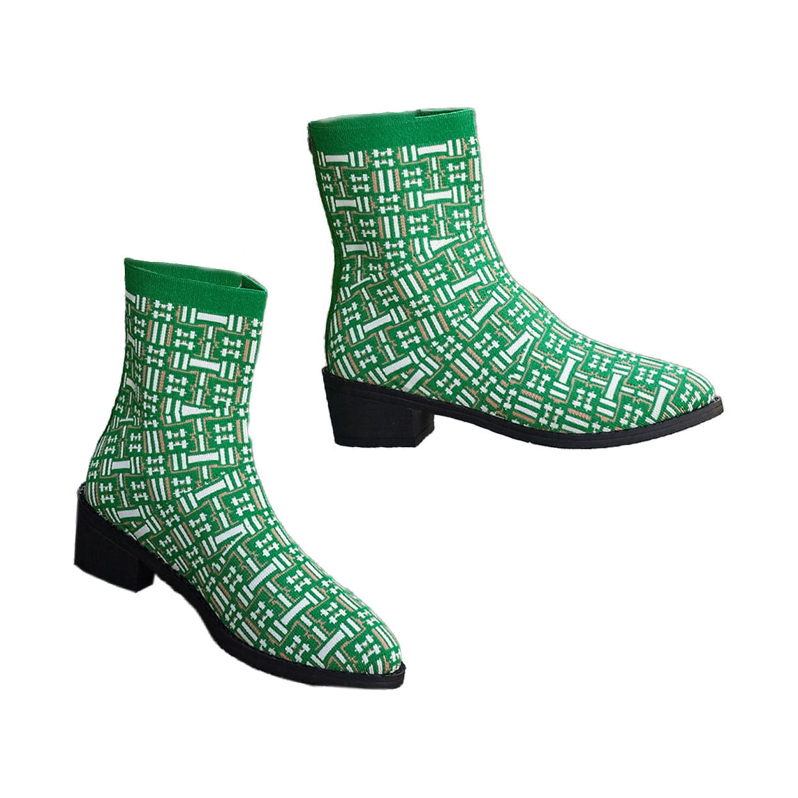 Geometric pattern flyknit stretch high-top chimney boots