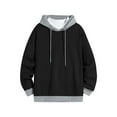 thumbnail image 1 of Tuphregyow Trendy Men's Printed Slouchy Hooded Sweatshirt with Drawstring and Long Sleeve Lightweight Black XXL, 1 of 3