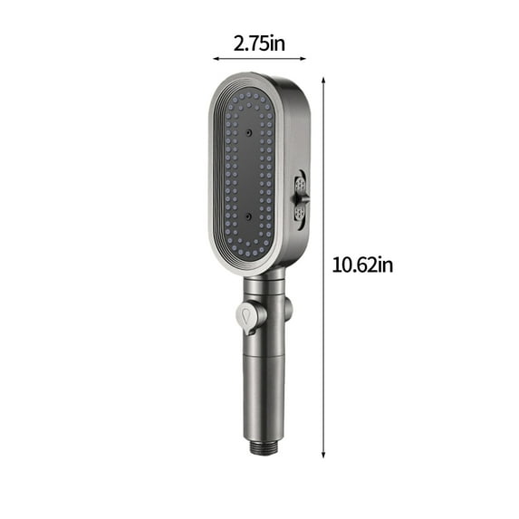 Tuphregyow Turbo Shower Head Home Bath Shower Nozzle Water Heater Filter Shower -3 Bathing Modes- One Pressurised Water Stop Function Shower Head Gray