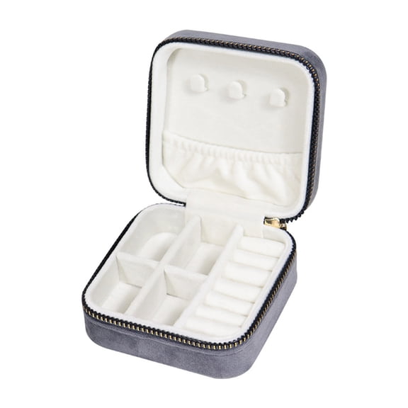 Tuphregyow Velvet Travel Jewelry Box - Best Friend Gift Idea for Women, Perfect for Birthday, Christmas, or Friendship Gifts Gray