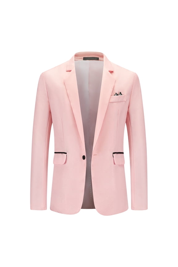 Versatile Men's Lightweight Sport Coat - Stand Mandarin Collar Business Jacket, Suitable for Various Dress Codes Pink S