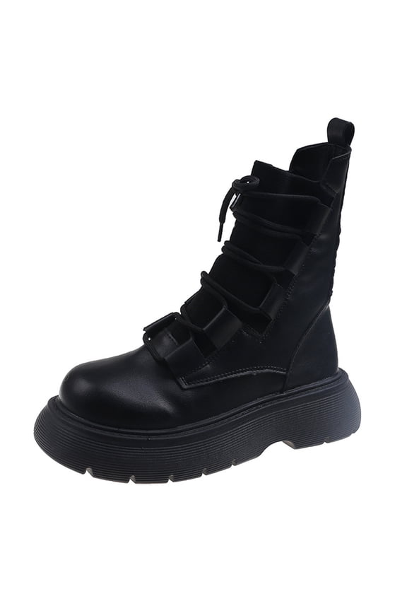 Vintage Western Style Leather Women's Calf Boots with Hidden High Heel and Zipper Closure Black 36