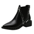 thumbnail image 1 of Tuphregyow Vintage Western Style Leather Women's Calf Boots with Hidden High Heel and Zipper Closure Black 40, 1 of 7