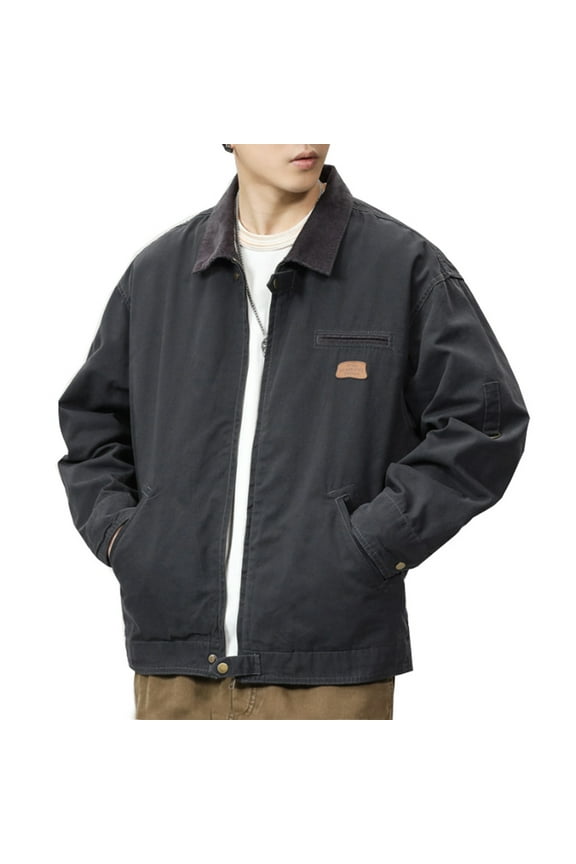 Warm Men's Insulated Work Coat - Wool Jacket for Winter, Stay Cozy and Protected in Harsh Environments Gray XL