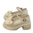 thumbnail image 1 of Tuphregyow Waterproof Round Toe Flat Heel Leather Women's Shoes Comfortable and Stylish Single Shoes Round Head Small Leather Shoes Beige 37, 1 of 5