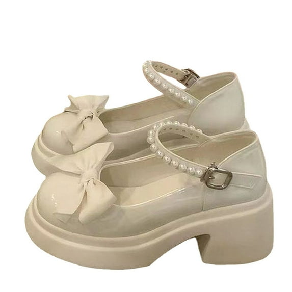 Tuphregyow Waterproof Round Toe Flat Heel Leather Women's Shoes Comfortable and Stylish Single Shoes Round Head Small Leather Shoes Beige 37