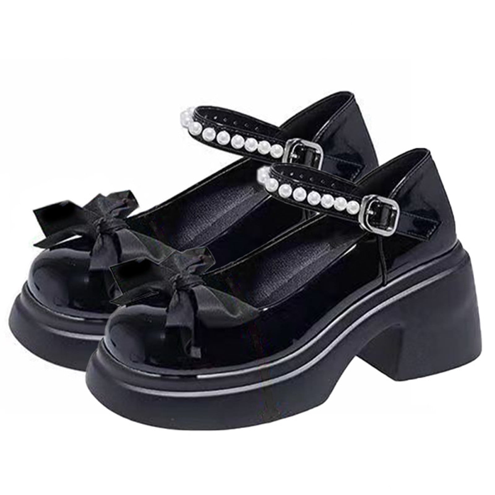 Waterproof Round Toe Flat Heel Leather Women's Shoes Comfortable and Stylish Single Shoes Round Head Small Leather Shoes Black 39