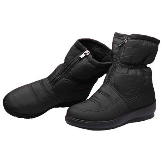 Tuphregyow Winter Snow Boots for Women, Fashionable Padded Warm Cotton Shoes with Soft Sole, Round Toe Mid Calf Waterproof Boots Black 39