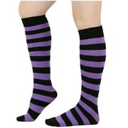 Tuphregyow Winter Warm Striped Calf and Knee Socks for Women and Men Universal Mid calf Cotton Socks Control,Athletic Comfort,Cushioning Ideal for Casual Ankle Running and Outdoor Purple Free Size