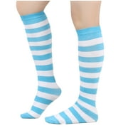 Tuphregyow Winter Warm Striped Calf Knee Socks for Women Men Universal Mid calf Cotton Socks Enhanced Control,Athletic Comfort,Cushioning for Casual Ankle Running Outdoor Light Blue Free Size