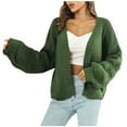thumbnail image 1 of Tuphregyow Women Cardigan Open Front Leisure Work Knit Outwear Loose Cardigans Long Sleeve Oversized Lightweight Sweaters Trendy Solid Army Green M, 1 of 6