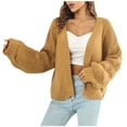 thumbnail image 1 of Tuphregyow Women Cardigan Open Front Leisure Work Knit Outwear Loose Cardigans Long Sleeve Oversized Lightweight Sweaters Trendy Solid Yellow L, 1 of 9