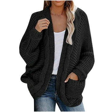 Tuphregyow Women Cardigan Open Front Oversized Lightweight Sweaters Loose Cardigans Long Sleeve Solid Knit Winter Soft Fashion Outwear Trendy Black Free Size