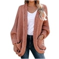 thumbnail image 1 of Tuphregyow Women Cardigan Open Front Oversized Lightweight Sweaters Loose Cardigans Long Sleeve Solid Knit Winter Soft Fashion Outwear Trendy Orange Free Size, 1 of 5