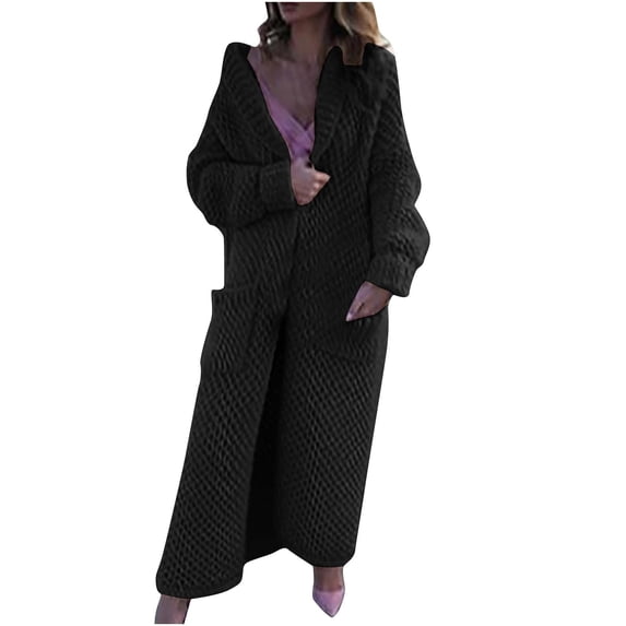 Tuphregyow Women Cardigan Open Front Solid Slouchy Boyfriend Knit Outwear Loose Cardigans Long Sleeve Oversized Button Lightweight Sweaters Trendy Black XXXL