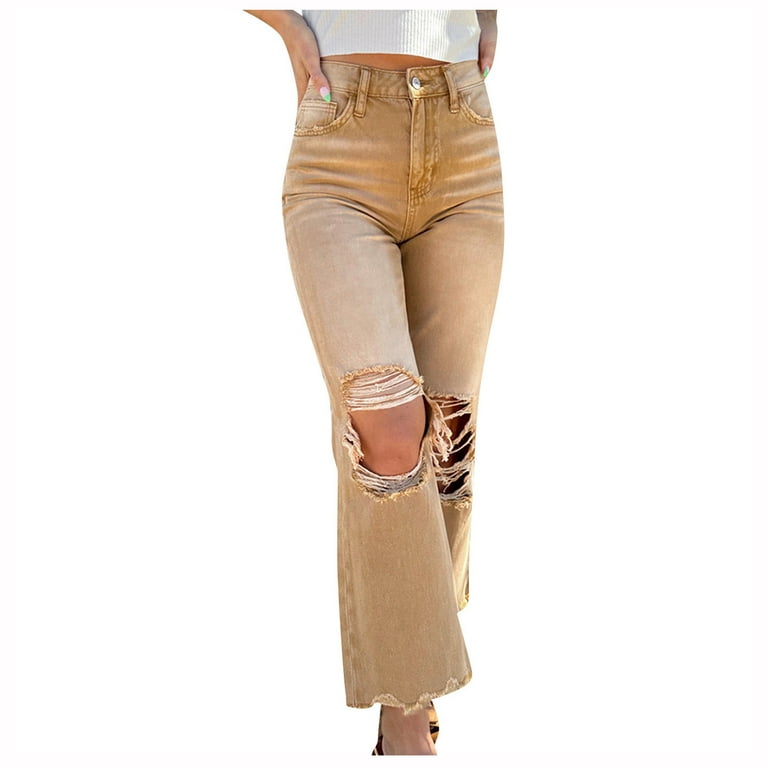 Women'S Casual Slim Fit Straight Leg Denim Capri Pants