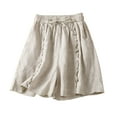 thumbnail image 1 of Tuphregyow Women Cotton Linen Wide Leg Shorts High Waist Shorts Elastic Leisure Comfy Shorts Quick Dry Workout Knee Length Shorts With Pockets Solid Beige XL, 1 of 9