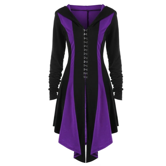 Tuphregyow Women Fashion Winter Coat Hooded Cardigans Jacket Coats Solid Trendy Outerwear Oversized with Pocket Long Sleeve Button Open Front Purple XXXL