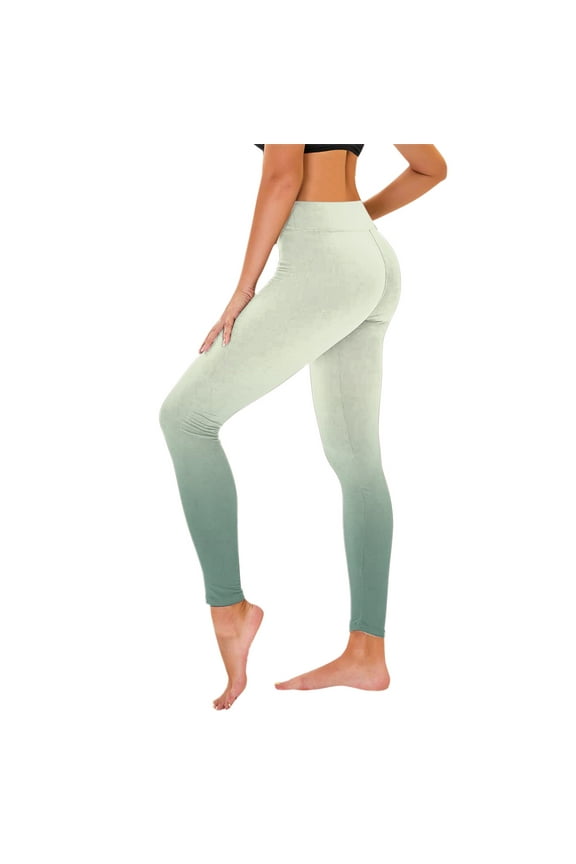 Women High Waisted Casual Yoga Pants Scrunch Butt Leggings Yoga Capris Booty Lifting Slimming Elastic Yoga Tights Comfy Trinity Buttery Yoga Capris Gradient Green L
