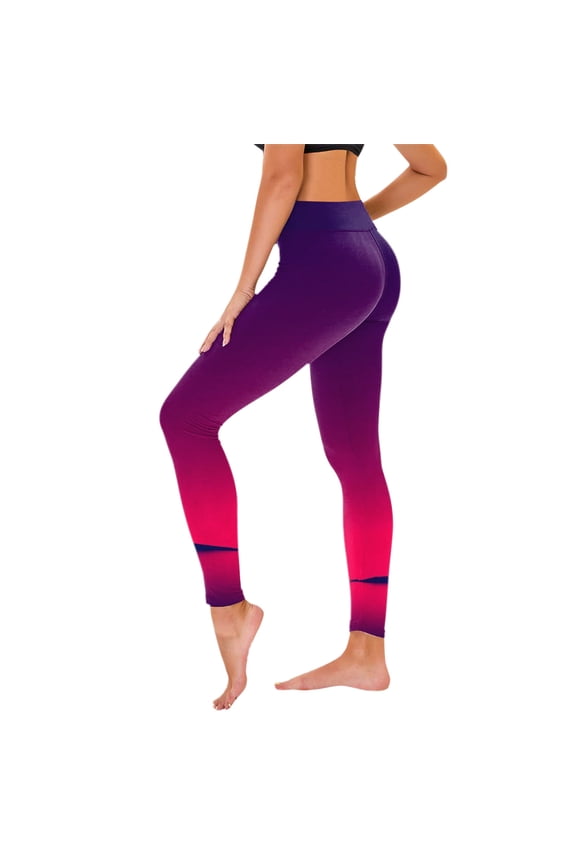 Women High Waisted Casual Yoga Pants Scrunch Butt Leggings Yoga Capris Booty Lifting Slimming Elastic Yoga Tights Comfy No See Through Yoga Capris Gradient Hot Pink XXL