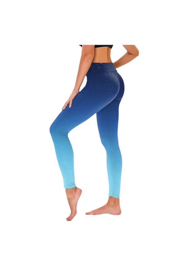 Women High Waisted Casual Yoga Pants Scrunch Butt Leggings Yoga Capris Booty Lifting Slimming Elastic Yoga Tights Comfy Trinity Buttery Yoga Capris Gradient Blue M