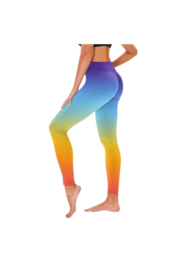 Women High Waisted Casual Yoga Pants Scrunch Butt Leggings Yoga Capris Booty Lifting Slimming Elastic Yoga Tights Comfy Trinity Buttery Yoga Capris Gradient Yellow S