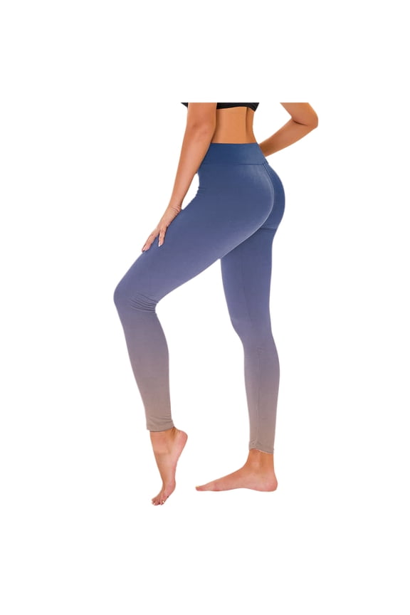 Women High Waisted Casual Yoga Pants Scrunch Butt Leggings Yoga Capris Booty Lifting Slimming Elastic Yoga Tights Comfy Trinity Buttery Yoga Capris Gradient Navy S