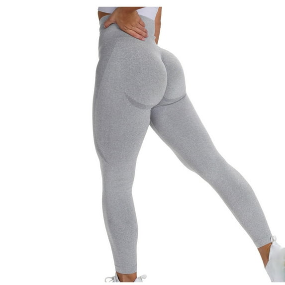 Tuphregyow Women High Waisted Nylon Yoga Pants Booty Lifting Slimming Elastic Yoga Tights Scrunch Butt Leggings Yoga Capris Comfy Trinity Buttery Yoga Capris Solid Gray S