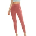 thumbnail image 1 of Tuphregyow Women High Waisted Nylon Yoga Pants Booty Lifting Slimming Leggings Yoga Tights Quick Dry Elastic Yoga Capris with Pockets Solid Watermelon Red M, 1 of 4