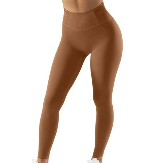 Tuphregyow Women High Waisted Wide Leg Athletic Yoga Pants Scrunch Butt Slimming Leggings Yoga Tights Quick Dry Elastic Yoga Capris Comfy Trinity Buttery Yoga Capris Solid Coffee M