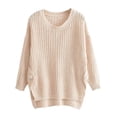 thumbnail image 1 of Tuphregyow Women Pullover Sweater Top Oversized Fuzzy Chunky Comfy Warm Crew Neck Long Sleeve Solid Trendy Knit Sweater Casual Jumper Tops Khaki One Size, 1 of 8