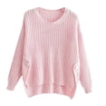 thumbnail image 1 of Tuphregyow Women Pullover Sweater Top Oversized Fuzzy Chunky Comfy Warm Crew Neck Long Sleeve Solid Trendy Knit Sweater Casual Jumper Tops Pink One Size, 1 of 8