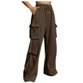 thumbnail image 1 of Tuphregyow Women Winter Cargo Pants Soft High Waist Slim Leg Pants Trendy Thermal Warm with Pockets Bootcut Workout Hiking Yoga Pants Solid Brown S, 1 of 9
