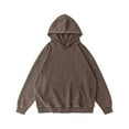 thumbnail image 1 of Tuphregyow Women's Baggy Fashion Soft Hooded Sweatshirt Clearance Solid Trendy Oversized Long Sleeve Lightweight Streetwear Winter Comfy Round Neck Leisure Pullover Coffee M, 1 of 3