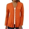 thumbnail image 1 of Tuphregyow Women's Button Down Long Sleeve Cardigans Autumn New Style Trendy Solid Baggy Open Front Fashion Outerwear Casual Soft Loose Sun Shirts Orange M, 1 of 5