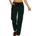 thumbnail image 1 of Tuphregyow Women's Capri New Style Classic Nylon Cargo Jogger Pants High Waist Straight Drawstring with Pockets Pants Classy Lightweight Solid Trendy Breathable Dark Blue M, 1 of 6