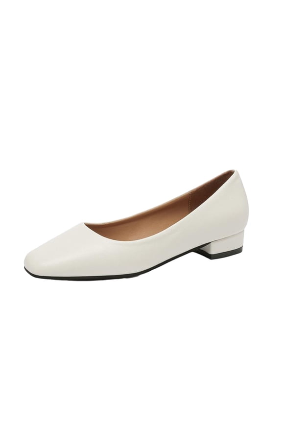 Women's Casual Leather Shoes Round Toe, Flat Heel, Slip On Style, Ideal for Outdoor, Office, and Dressy Occasions, Lightweight and Comfortable, Great Gift Idea White 40