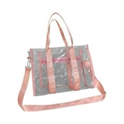 Tuphregyow Women's Clear Crossbody Bag with Vegan Leather Trim Transparent Body, Odorless One Shoulder Handbag with Clear Zipper for Festival, Concert, Gameday Great Gift Idea Pink