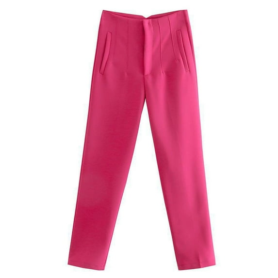 Tuphregyow Women's Dressy Business Pants Breathable High Waist Skinny Pants with Pockets Straight Leg Leisure Trousers Fashion Comfy New Style Solid Trendy Classic Wine XL