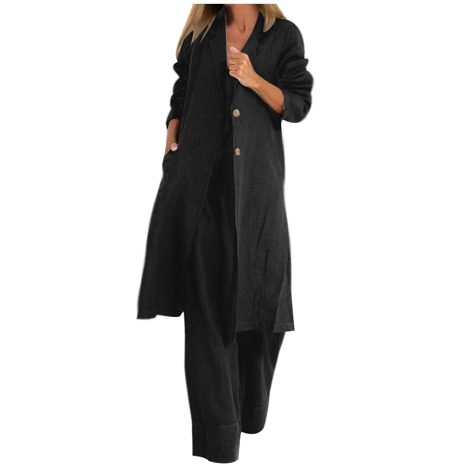 Tuphregyow Women's Fashion Collared Duster Coat Clearance 