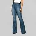 thumbnail image 1 of Tuphregyow Women's Fashion Denim Jeans Leisure Lightweight Solid Trendy Breathable Classic Straight Leg Casual Jeans Pants New Style High Waist Button with Pockets Blue S, 1 of 6