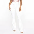 thumbnail image 1 of Tuphregyow Women's Fashion Denim Jeans Clearance Leisure Lightweight Solid Trendy Breathable Classic Straight Leg Casual Jeans Pants New Style High Waist Button with Pockets White XXL, 1 of 6