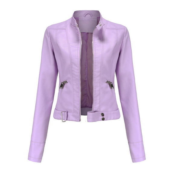 Tuphregyow Women's Fashion Zipper Casual Jacket Clearance Dressy Clothing Solid Trendy New Style Lightweight Stretchy Fall Clothes Slim Long Sleeve Blazers Pink L