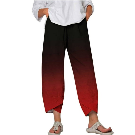 Tuphregyow Women's High Waist Baggy Pleated Yoga Pants Clearance Breathable New Style Striped Trendy Classic Straight Leg Leisure Capris Joggers Mid Waist with Pockets Elegant Pants Wine S